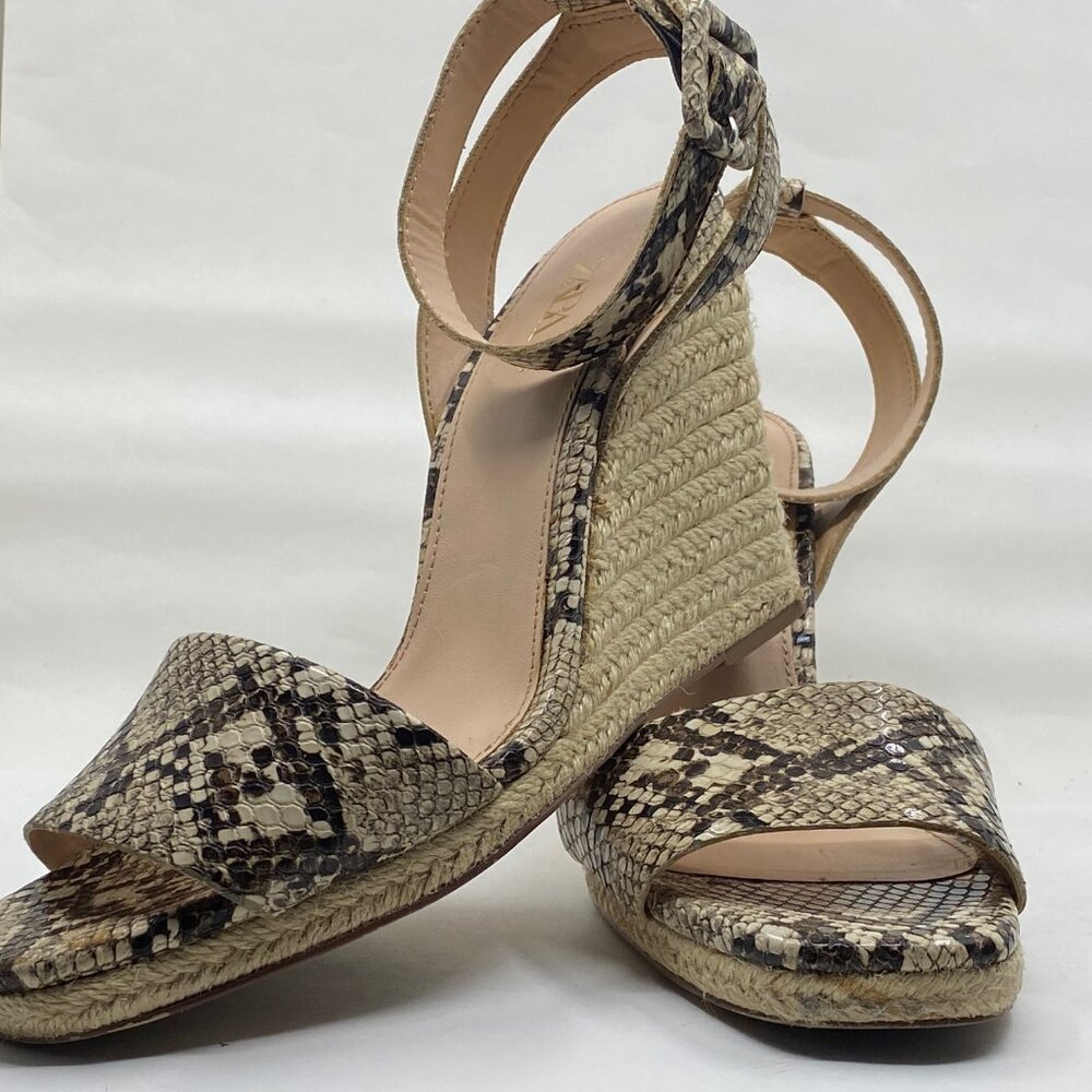 Zara Snake Leather Espadrilles Wedge Sandals size 7.5